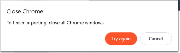 Brave wants us to close the old web browser to import bookmarks into the new web browser,