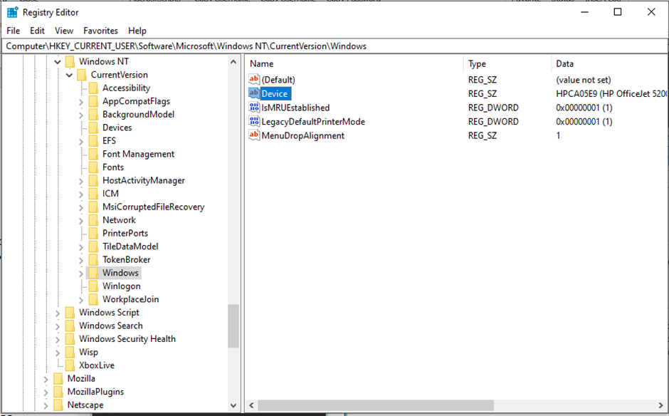 Visual Basic Printing Problem 2 - Legacy VB6 applications obtain the default printer from a registry value